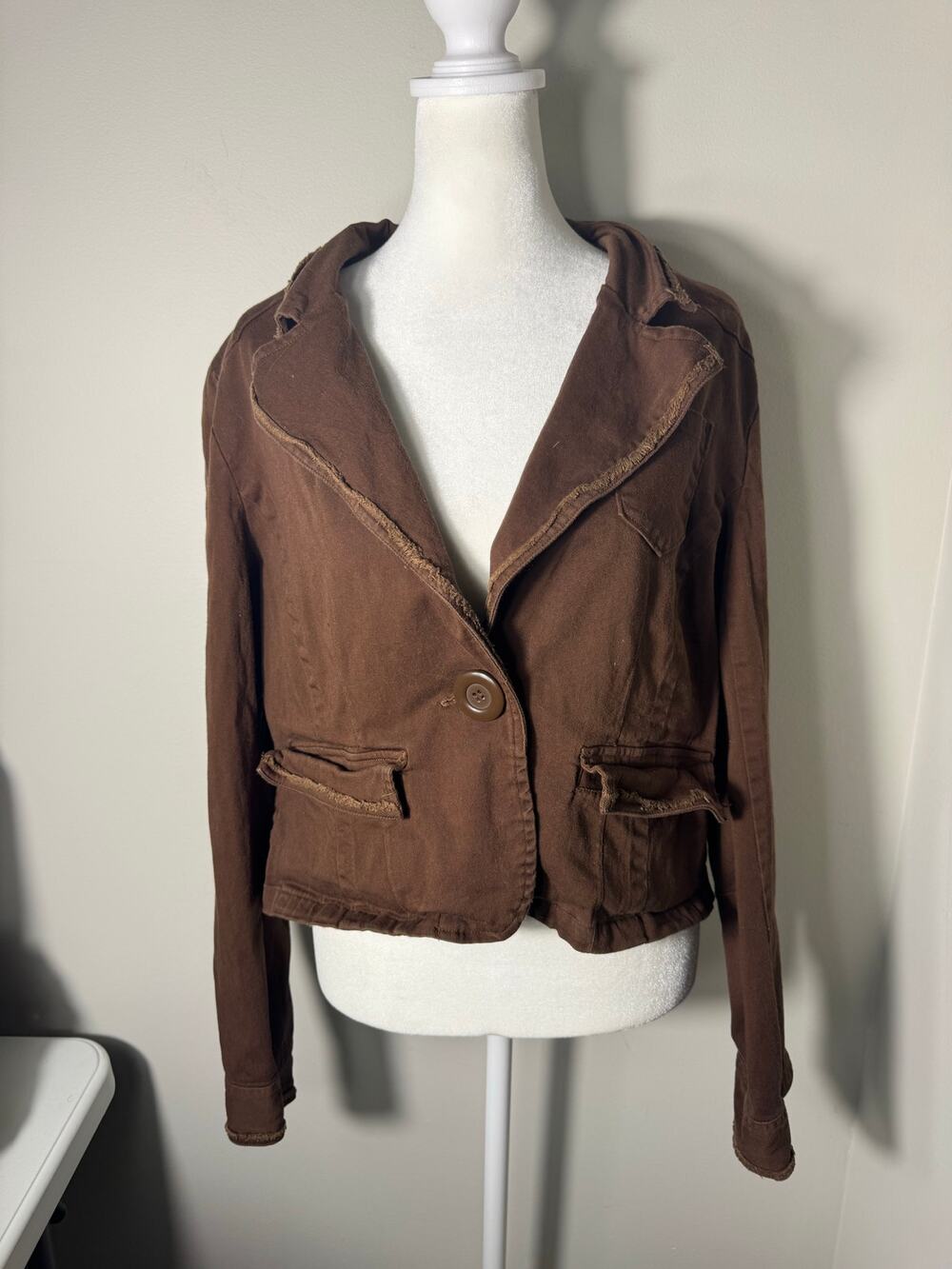 Vintage Y2K Outeredge Brown Single Button Jacket Size M